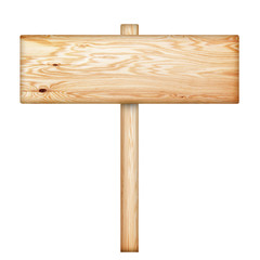 Wooden sign isolated on white background