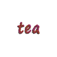 tea create by red color flowers white background