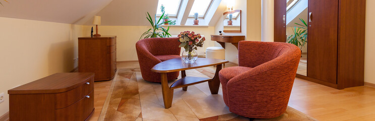 Wooden furniture in living room