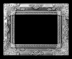 The antique silverframe on the black background