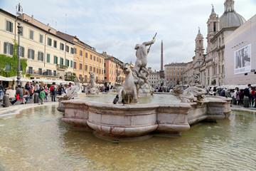 Fototapeta na wymiar The Fountain of Neptune in Rome