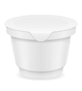 White Plastic Container Of Yogurt Or Ice Cream Vector Illustrati