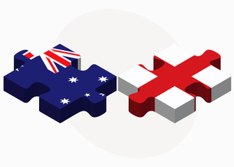 Australia and England Flags in puzzle