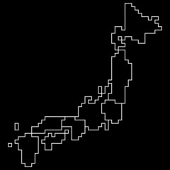 地域区分別日本ドット地図(黒白)