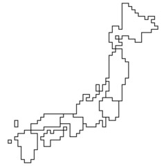 地域区分別日本ドット地図(線画)