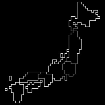 地域区分別日本ドット地図(黒白)