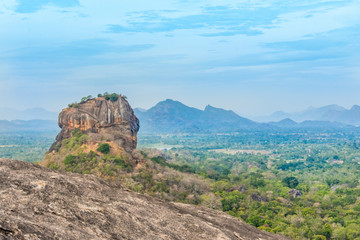 Fototapeta na wymiar Sigiriya the rock fortress view from Pidurangala rock