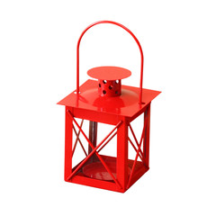 vintage red lantern isolated on white