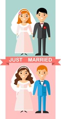 Vector illustration of married  European couple people in love
