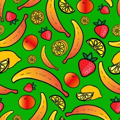 Seamless pattern with colorful fruit