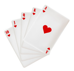 Poker Hand: Royal Flush - Hearts.
Vector Illustration
