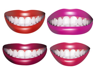 Obraz premium Women Smile Isolated Set. Vector Illustration