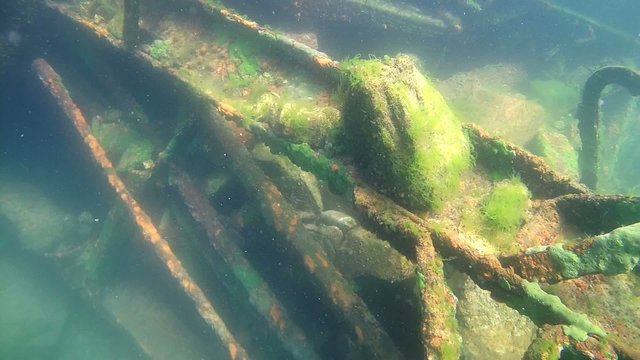 Wreck railway car, Circum-Baikal Railway,Lake Baikal