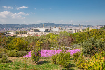 Fototapeta premium Barcelone - Complexe Olympique depuis le jardin botanique