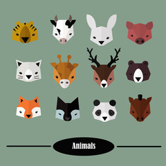 Obraz na płótnie Canvas Animals avatars set