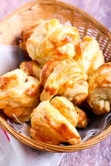 Homemade puff pastry mini rolls