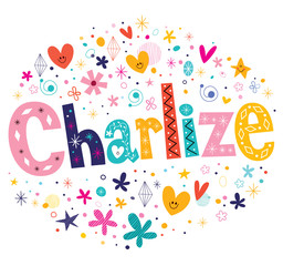 Charlize girls name decorative lettering type design