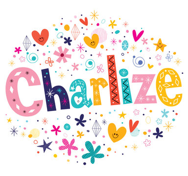 Charlize girls name decorative lettering type design