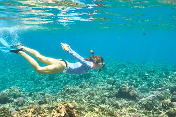 Man with mask snorkeling