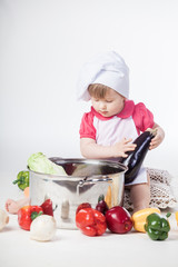 Chef girl preparing healthy food