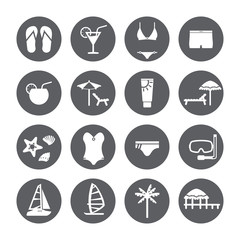 Rest, beach icon set. Recreation and relaxation.