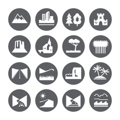 Terrain, locality icon set.