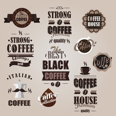 Retro Coffee logotypes set. Vintage badges and labels set.