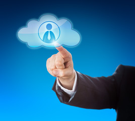 Arm Pointing At Knowledge Worker In Cloud Icon