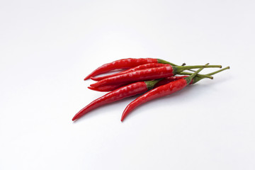 Red thai chili with space on white background