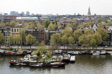 bird's eye view over the city of Amsterdam