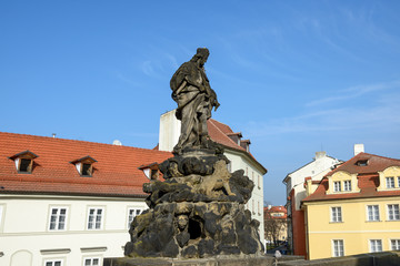 Fototapeta na wymiar St. Vitus statue of Charles Bridge in Prague, Czech Republic.