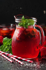 Fresh strawberry lemonade with mint