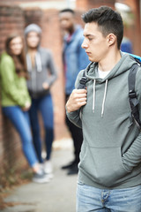 Teenage Boy Feeling Intimidated As He Walks Home