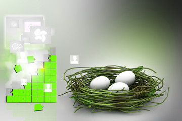 Eggs being protected in a nest.