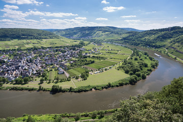 Fototapeta na wymiar Aerial view river Moselle near Punderich, Germany