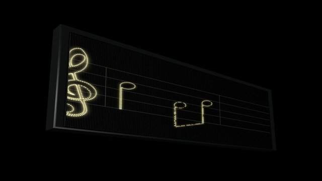 Leds panel with Music Sheet travelling loop with alpha channel