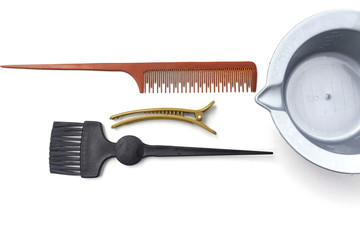 Hair bleach kit on white background horizontal style