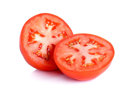 Slice tomato isolated on the white background