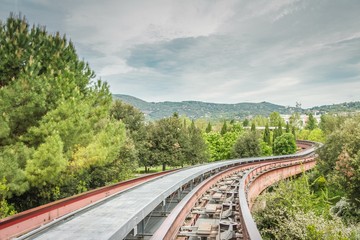 Fototapeta na wymiar subway tracks between nature in Perugia, Umbria