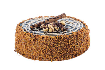 Chocolate cake, isolated on a white background