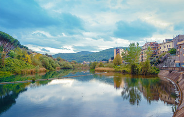 Fototapeta na wymiar Landscape across the river in Tivoli