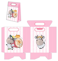 A small cow. Handbag packages pattern