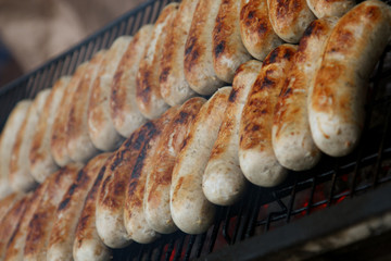 barbecue: grilled stack of sausages
