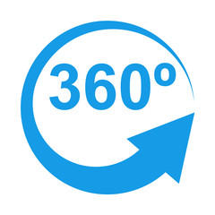 Icono aislado 360º azul