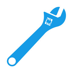 Icono aislado llave inglesa azul