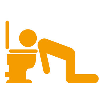 Icono aislado hombre vomitando naranja 