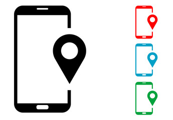 Pictograma localizacion smartphone con varios colores