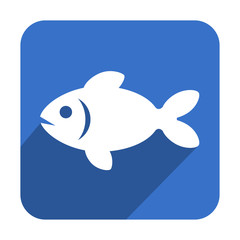 Icono cuadrado azul pez con sombra