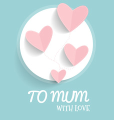 Cute note paper with hearts. Vector illustration.