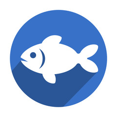 Icono redondo azul pez con sombra